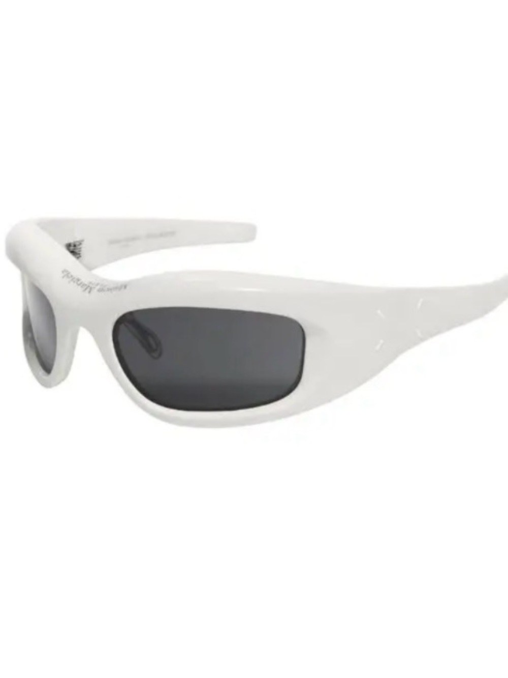 GENTLE MONSTER White Gloss Wrap Sunglasses with Dark Lenses
